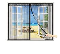 CHENG Rideau magnétique pour Portes 110x160cm, Fenêtre Moustiquaire Magnétique, Adsorption magnétique, Accès Facile Facile à Installer, pour Fenetre Coulissante Baie Vitree - Noir