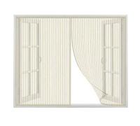 CHENG Rideau moustiquaire Porte 160x205cm, Rideau Moustiquaire à Aimantée, Fermeture Automatique Facile à Installer, pour Fenetre Coulissante Baie Vitree - Beige