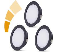 CHENG-Set de 3 Spot LED Encastrable Dimmable 230V pour Meuble, 4W IP44 G4 20mm Spot Extra Plat LED Encastrable, 4000K Blanc Naturel, Hotte de Cuisine, Spot Encastrable Salle de Bain (Noir)