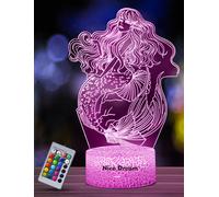 Cheng-Sirène Princesse Veilleuse, 16 Couleurs Changeantes Sirène Princesse Lampe Avec Télécommande, Sirène Princesse Cadeaux Pour Filles, Sirène Princesse Jouet, Sirène Princesse 3d Lumière Pour Enfa