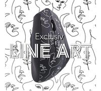 CHENG-T¿NB Souris Mariko - Souris Ergonomique Verticale sans Fil 2.4 GHz Design Exclusiv, Récepteur USB-A, Confortable Toucher Doux, Pile Longue Durée avec Mode Veille Automatique - Motif Line Art
