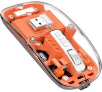 CHENG-T900 Souris sans Fil Rechargeable, Ultra Mince 2.4G + Bluetooth 5.1 Souris Silence 2400 DPI, Souris Gamer Transparente récepteur USB pour Laptop/PC/Mac, Niveau de batterie visible-Orange