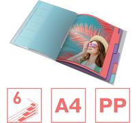 Cheng-- Trieur À 6 Compartiments Pour Documents A4, Pochettes En Plastique Transparent, Maison/Bureau, Motif Texturé, Gamme Colour'breeze, Multicolore, 626255 (Lot De 3)