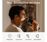 Cheng-Waterdrop® Gourde Inox 600ml \U2013 Bouteille Isotherme Réutilisable, Sans Bpa, Double Paroi Inox Étanche, Pour Boissons Chaudes Ou Froides, Idéale Au Bureau, Sport, Maison, Voyage