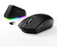 CHENG-x Attack Shark G3PRO Souris de Jeu avec Station d'accueil Magnétique, BT/2.4G sans Fil/Filaire, Capteur PixArt PAW3311, 59g Légère, 25000 DPI Lightspeed Gamer, Souris de Bureau PC/Mac-Noir