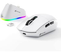 CHENG-x ATTACK SHARK G3PRO Souris de Jeu avec Station D'accueil Magnétique, BT/2.4G Sans Fil/Filaire, Capteur PixArt PAW3311, 59g Légère, 25000 DPI LIGHTSPEED Gamer, Souris de Bureau PC/Mac-Blanc