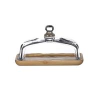 CHENGAIJIAN Beurriers Beurrier en bois avec couvercle en verre, boîte à fromage, assiette à collation, présentoir à gâteaux et desserts