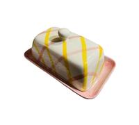 CHENGAIJIAN Beurriers Beurrier en céramique peint à la main, vaisselle américaine avec couvercle, assiette en Relief, fromage tridimensionnel