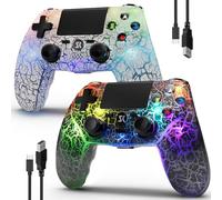 CHENGDAO LED Manette pour PS4/Slim/Pro, lumière RGB, motif de fissure, | pack de 2, batterie de 1000 mAh, deux moteurs de vibrations, gyroscope à 6-axes