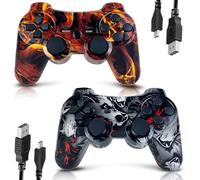 CHENGDAO Manette sans fil pour PS3, pack de 2, Manette pour PlayStation 3, Double Choc, Six axes pour PS3 avec câble de Charge