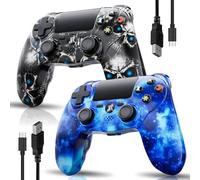 CHENGDAO Paquet de 2 Manette Sans Fil pour PS4, Multiplateforme Manette Compatible avec PS4/Pro/Slim, Double Vibration/Prise Audio 3,5 mm/Pavé Tactile Sensibl/Gyroscope 6 axes