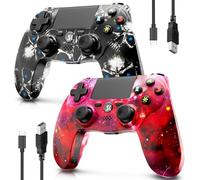 CHENGDAO Paquet de 2 Manette Sans Fil pour PS4, Multiplateforme Manette Compatible avec PS4/Pro/Slim, Double Vibration/Prise Audio 3,5 mm/Pavé Tactile Sensibl/Gyroscope 6 axes