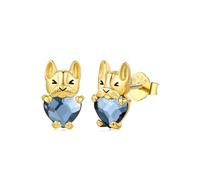 CHENGHONG Boucles d'oreilles à tige en argent sterling 925 avec cristal pour femme - Cadeau idéal pour les filles et les amateurs de bouledogue