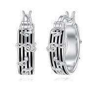 CHENGHONG Boucles d'oreilles créoles en argent sterling 925 avec note de musique - Cadeau pour femme, /, Argent sterling, Pas de gemme