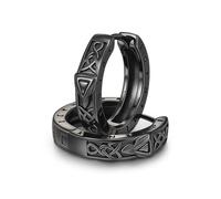 CHENGHONG Boucles d'oreilles créoles viking noires en argent sterling 925 avec flèche noire, bijoux rune nordique pour femme, husban, cadeaux de fête des pères