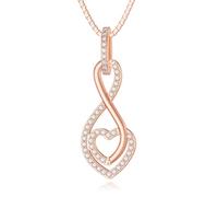 CHENGHONG Chaîne infini pour femme en argent 925 or rose avec pendentif cœur infini bijoux cadeau pour femme mère