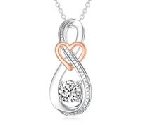 CHENGHONG Chaîne pour femme en argent 925 avec pendentif signe infini - Bijou d'anniversaire pour mère et fille