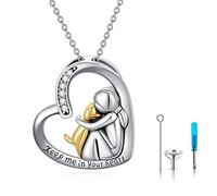 CHENGHONG Collier en argent sterling pour cendres de chien - Cadeau souvenir d'urne pour animaux de compagnie, 22 mm x 23 mm, argent sterling