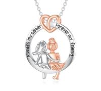 CHENGHONG Collier pour sœurs en argent sterling 925 avec pendentif en forme de sœur, cadeau d'anniversaire, bijoux pour femmes et filles