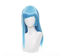 chenghuax Convient à la Bataille de la malédiction Trois Ronde Kasumi Cosplay Perruque Oblique Franges Bleue Cheveux Longs (Color : As Show, Size : One Size)