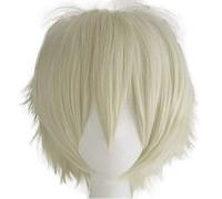chenghuax Mode Courte Spike Spiky Anime Cosplay Wig Halloween Carnaval Noël Dress Up Pretend Play Party Perruques Pleines pour Femmes Hommes (Noir) (Color : Creamy White)