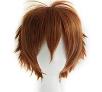 chenghuax Mode Courte Spike Spiky Anime Cosplay Wig Halloween Carnaval Noël Dress Up Pretend Play Party Perruques Pleines pour Femmes Hommes (Noir) (Color : Light Brown)