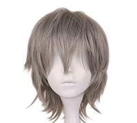 chenghuax Mode Courte Spike Spiky Anime Cosplay Wig Halloween Carnaval Noël Dress Up Pretend Play Party Perruques Pleines pour Femmes Hommes (Noir) (Color : Silvery Gray)