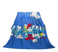 CHENGHUO Couvre-lit Schtroumpfs en polaire pour enfants, garçons et filles, couverture en flanelle, cadeau pour enfants, couverture pour bébé (C, 220 x 240)