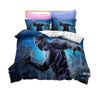CHENGHUO Parure de lit 135 x 200 cm pour enfant et adolescent Black Panther, Avarvgl, housse de couette avec fermeture éclair, taie d'oreiller 80 x 80 cm, lit simple (hauteur 220 x 240 cm + 75 x 50 cm