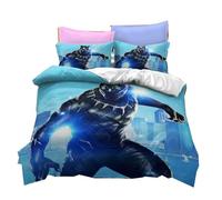 CHENGHUO Parure de lit 135 x 200 cm, pour garçon Black Panther, Avarvgl, housse de couette avec fermeture éclair et taie d'oreiller 80 x 80 cm, lit simple (C,220 x 240 cm + 75 x 50 cm x 2)
