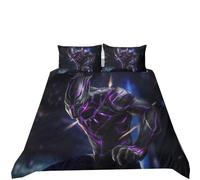 CHENGHUO Parure de lit pour enfant - Avec housse de couette 135 x 200 cm et taie d'oreiller Black Panther Mavel - D, 135 x 200 cm et 75 x 50 cm x 1