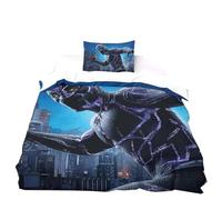 CHENGHUO Parure de lit pour enfant - Avec housse de couette 135 x 200 cm et taie d'oreiller Black Panther Mavel - Parure de lit pour enfant garçon (B, 135 x 200 cm et 80 x 80 cm)