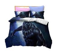 CHENGHUO Parure de lit pour enfant garçon - 135 x 200 cm - Black Panther - Housse de couette et taie d'oreiller 80 x 80 cm - Avec fermeture éclair - Lit simple (B,200 x 200 cm + 80 x 80 cm x 2)