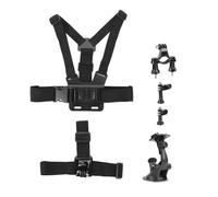Chenglanhsjg Kit d'accessoires universels pour caméras d'action, avec Support à Ventouse, Sangle de Poitrine, Crochet en J, pour Le Cyclisme, l'escalade, la plongée, léger et