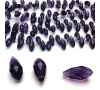 Chengmu Lot de 180 perles en verre en forme de goutte d'eau pour la fabrication de bijoux, trou horizontal à facettes pour pendentifs, bracelets, colliers, boucles d'oreilles, violet