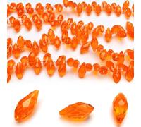 Chengmu Lot de 180 perles en verre en forme de goutte d'eau pour la fabrication de bijoux, trou horizontal à facettes pour pendentifs, bracelets, colliers, boucles d'oreilles, orange