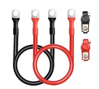 CHENGPI 2PCS Onduleur Batterie Câble 50cm,5AWG Cable Batterie 16mm² avec Cosses à Anneau M10 Fil de Cuivre,Cuivre Câble de Batterie avec 1 Pair Bornes à Anneau, pour Solaire,Auto