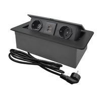 CHENGPI Bloc Multiprise Escamotable pour Encastrer, Plan de Travail,Bureau de Prise Pop-up caché avec 2 Prises et 2 Ports USB Connection Box