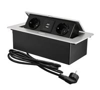 CHENGPI Bloc Multiprise Escamotable pour Encastrer, Plan de Travail,Bureau de Prise Pop-up caché avec 2 Prises et 2 Ports USB Connection Box