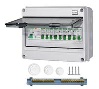 CHENGPI Boîte à fusibles Coffret Electrique Etanche,Boîtier de Distribution avec Rangée de Cuivre,Disjoncteurs électriques 100A CA,Sectionneur 4x10A+3x16A+2x20A CA pour Maison/Bureau