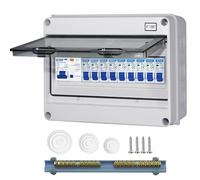 CHENGPI Boîte Coffret Electrique Etanche,Boîtier de Distribution avec Rangée de Cuivre,Disjoncteurs électriques 63A CA,Sectionneur 2x10A+16A+20A+32A CA,Montage sur Rail 35mm,Distribution switch box