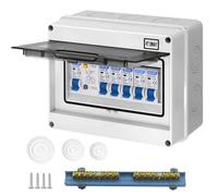 CHENGPI Boîte Coffret Electrique Etanche,Boîtier de Distribution avec Rangée de Cuivre,Disjoncteurs électriques 63A CA,Sectionneur 2x10A+16A+20A+32A CA pour Maison/Bureau,Montage sur Rail 35mm