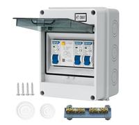 CHENGPI Boîte Coffret Electrique Etanche,Boîtier de Distribution avec Rangée de Cuivre,Disjoncteurs électriques 40A CA,Sectionneur 10A+16A CA pour Maison/Bureau,Montage sur Rail 35mm