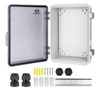 CHENGPI Boîte de Dérivation Electrique,Boitier Electrique Étanche avec Couvercle à Charnière,IP66 Boîte de Jonction en Plastique ABS,Couvercle Transparent Coffret Électrique 250x350x150MM