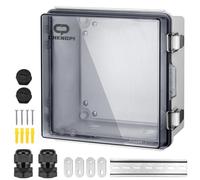 CHENGPI Boîte de Dérivation Electrique,Boitier Electrique Étanche avec Couvercle à Charnière,IP66 Boîte de Jonction en Plastique ABS,Couvercle Transparent Coffret Électrique 210x210x130MM