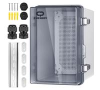 CHENGPI Boîte de Dérivation Electrique,Boitier Electrique Étanche avec Couvercle à Charnière,IP66 Boîte de Jonction en Plastique ABS,Couvercle Transparent Coffret Électrique 200x300x170MM