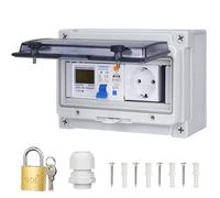 CHENGPI Boîtier de Distribution,Coffret Electrique Etanche avec Compteur électrique,Boitier Etanche Electrique Exterieur avec Prises et Interrupteurs de Fuite,Tableau Electrique 8 Modules