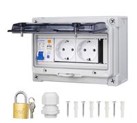 CHENGPI Boîtier de Distribution,Coffret Electrique Etanche, Boitier Etanche Electrique Exterieur avec Prises et Interrupteurs de Fuite,Tableau Electrique 8 Modules