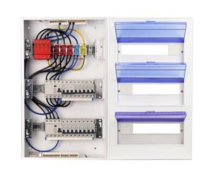 CHENGPI Boitier Electrique 3 Rangées avec Disjoncteur FI 4P type A 40A 30mA FI RCCB et Fusibles B16, Protection Contre Les Surtensions 4P et Barre Omnibus, Montage Encastré