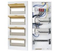 CHENGPI Boitier Electrique 4 Rangées avec Disjoncteur FI 4P type A 40A 30mA FI RCCB et Fusibles B16, Protection Contre Les Surtensions 4P et Barre Omnibus, Montage Encastré